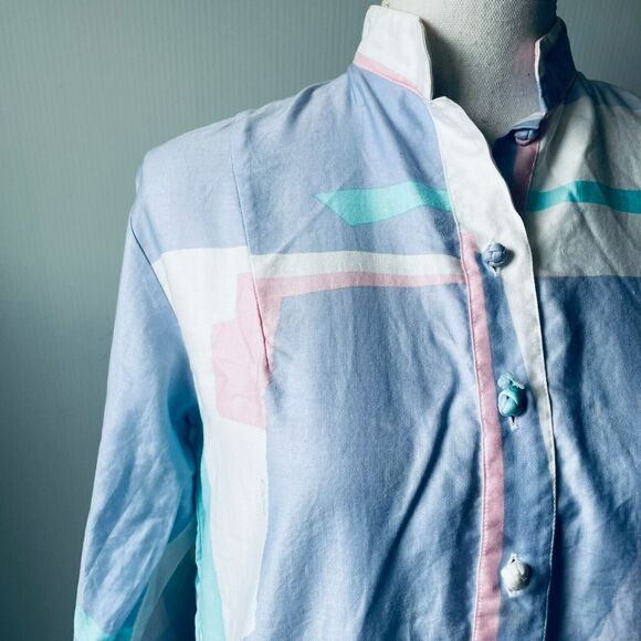 VTG Catherine Ogust Penthouse Gallery 70s Pastel Abstract House Dress Caftan OS - Picture 3 of 13